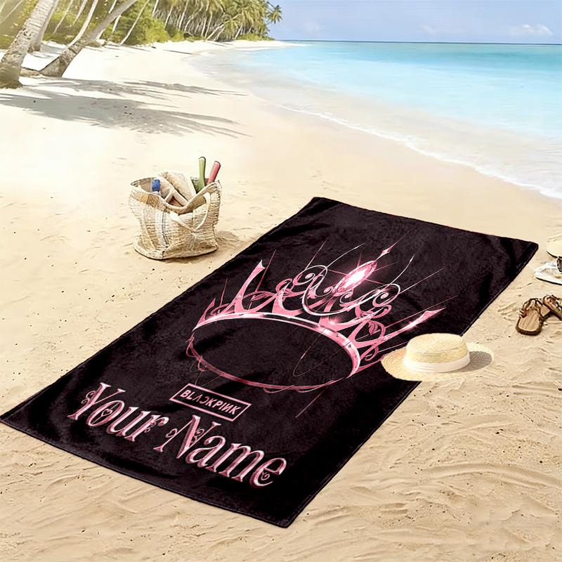 Custom Name Blackpink Print Beach Towel, Large Soft Quick Dry Towel for Beach Camping Swimming -HE14