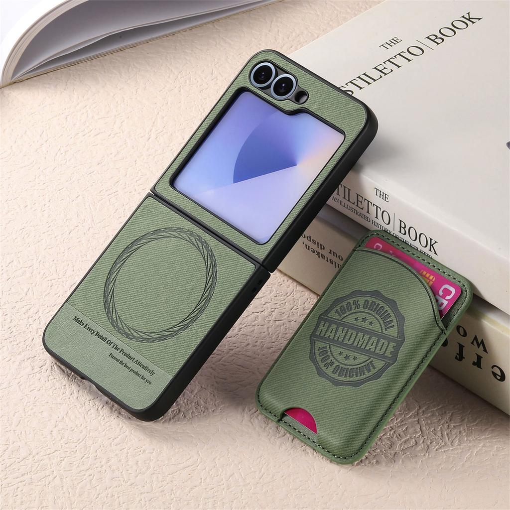 2 in 1 Detachable Magnetic Cards Solt Wallet Case For Samsung Galaxy Z Flip 7 FE 6 5 4 5G Flip6 Flip5 Vertical Bag cowboy Cover