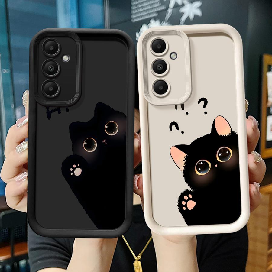 Phone Cover Case for Samsung Galaxy A16 A53 A54 A71 A72 A56 A23 A12 A13 A35 A36 A15 A26 A32 A51 A73 A34 Hello Cute Blacks Cat