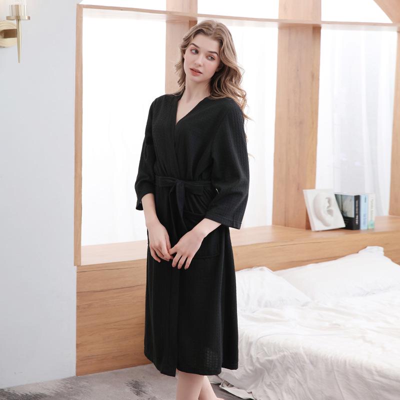 Unisex Quick-Dry Waffle Bathrobe - Lightweight, Absorbent, Ideal for Spa & Sauna