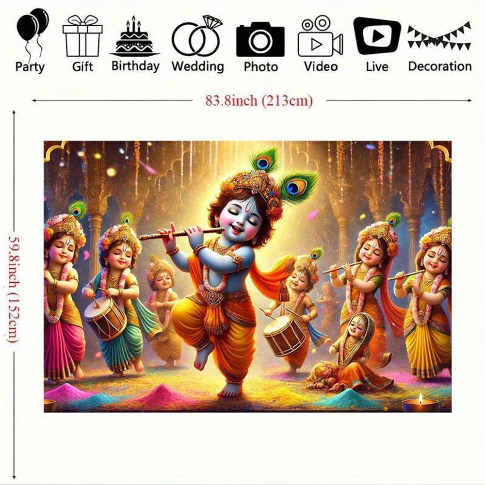 Malý Krišna Gobelín Hinduistický Bůh Plátno Umění Nástěnná Dekorace Festivalová Dekorace Jóga Meditační Místnost Dětský Pokoj Duchovní Dárek
