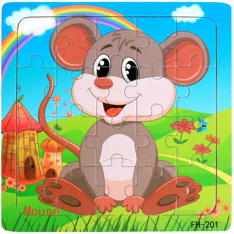 20-Piece Wooden Kids' Puzzle Board - Cartoon Animals
