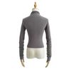 High Neck Pleated Design Waist-Cinching Long Sleeve T-Shirt for Women - Autumn/Winter