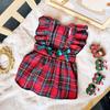 Pet Christmas Dresses: Cute Bowknot Plaid Overalls for Dogs and Cats