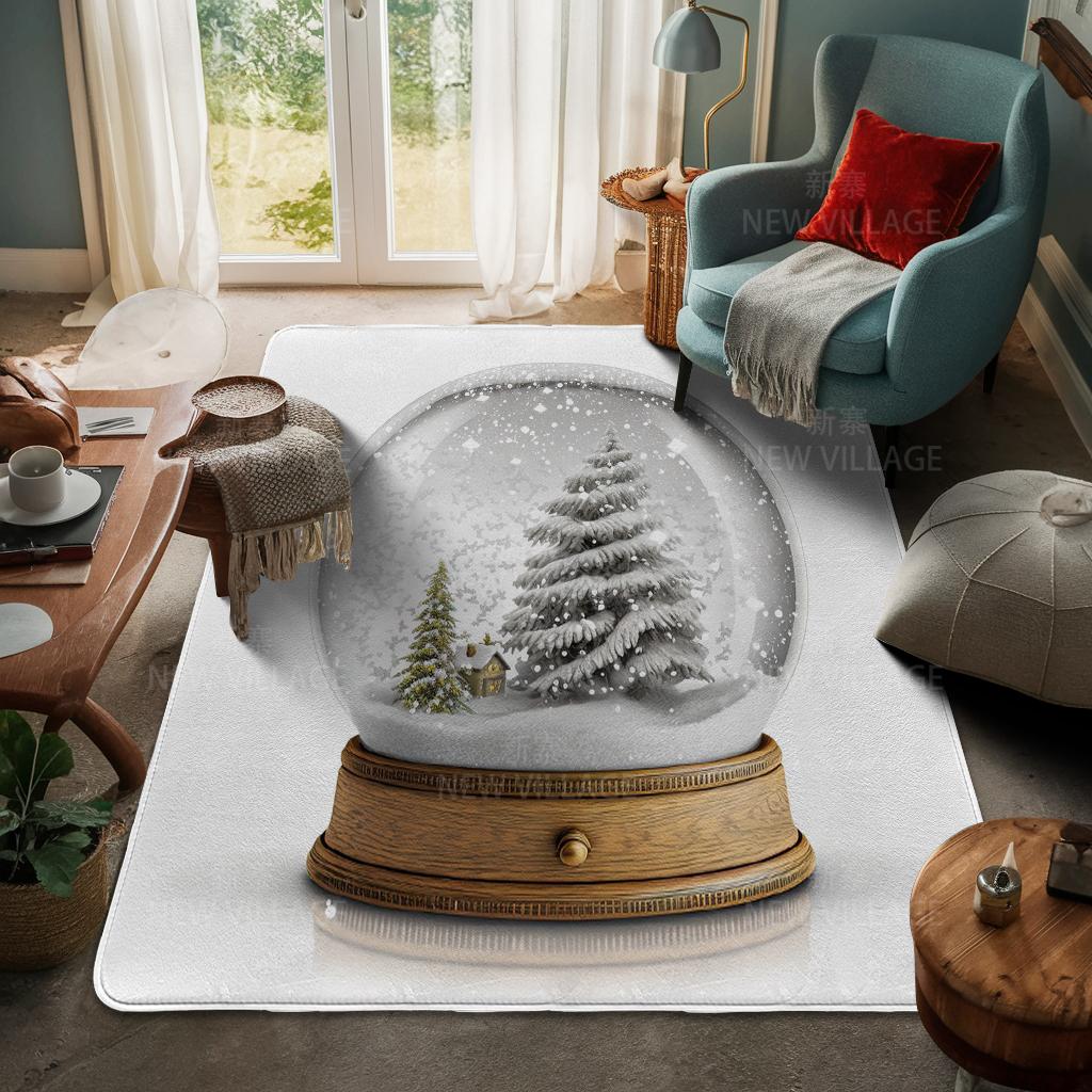 House Entrance Carpet Home Door Mat Living Room Bath Foot Bathroom Non-slip Water Absorption Rugs Bath Merry Christmas Winter