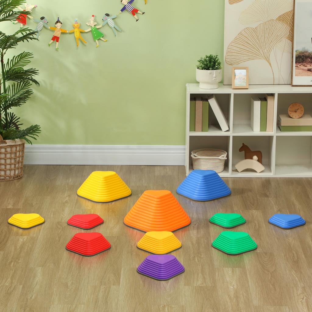 Set da 11 Pezzi di Sassi da Equilibrio a Forma di Cuore per Bambini e Sviluppo Motorio, Multicolore