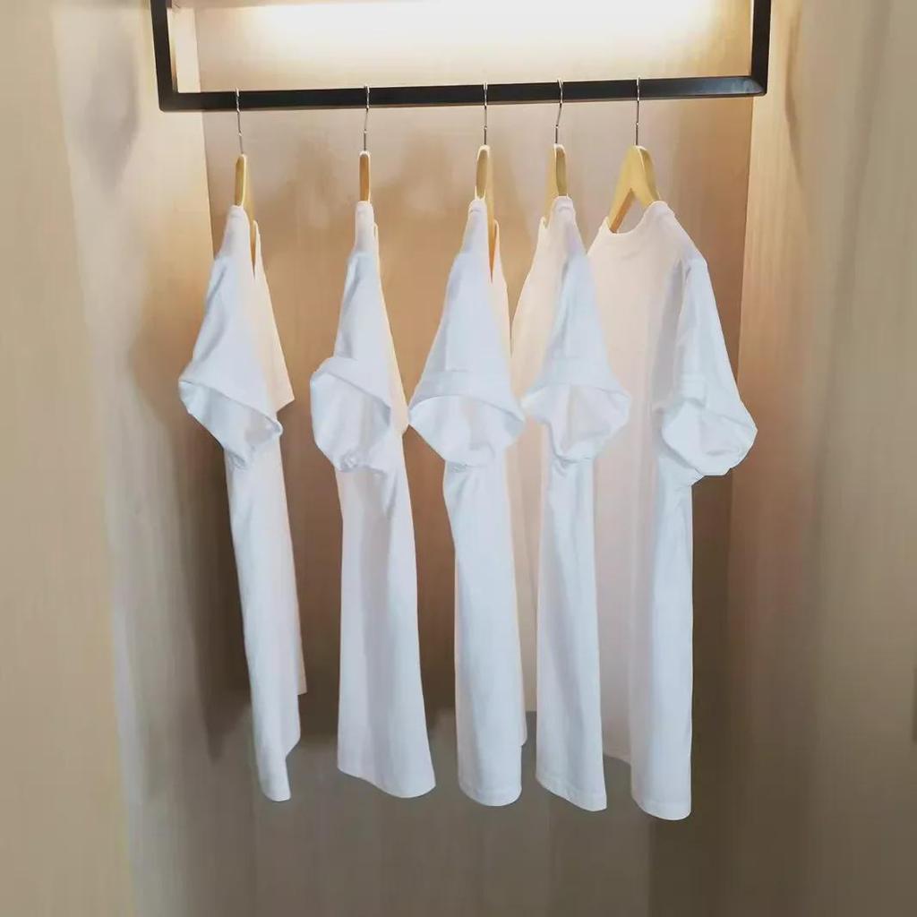 Unisex 200g Japanese Heavyweight Cotton Short-Sleeve T-Shirt - Solid White Blank for Men & Women, Trendy Brand
