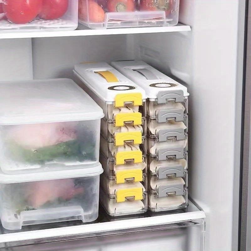 Utrymmesbesparande förvaringslåda för färskhållning av dumplings Flerlagers hållare för dumplingsfodral Non-stick med datumpost för litet kylskåp