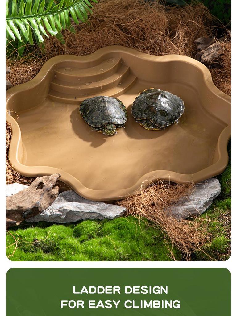 Turtle Climbing & Bathing Habitat with Moisturizing Features and Decorative Landscaping