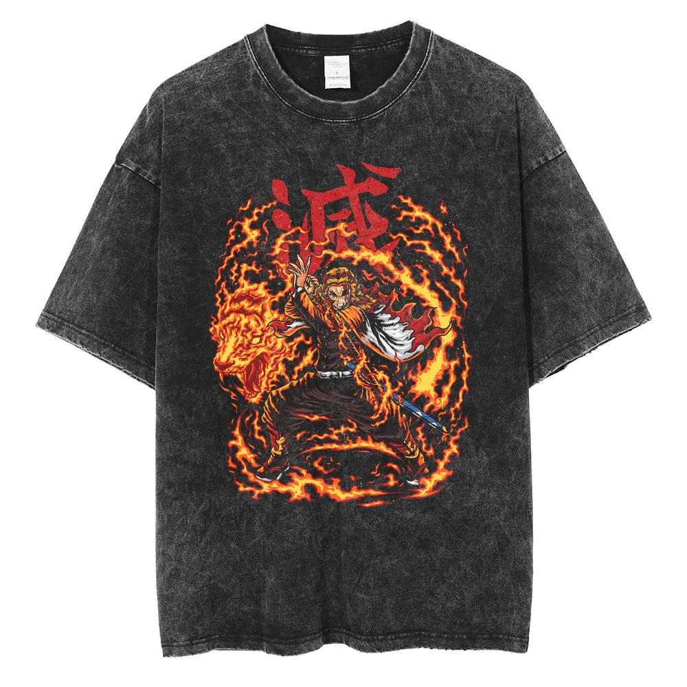 Hot Anime Demon Slayer Tokitou Muichirou Graphic Print Tshirt Men Manga Casual T-shirts Washed Cotton T Shirt Harajuku Male Tops