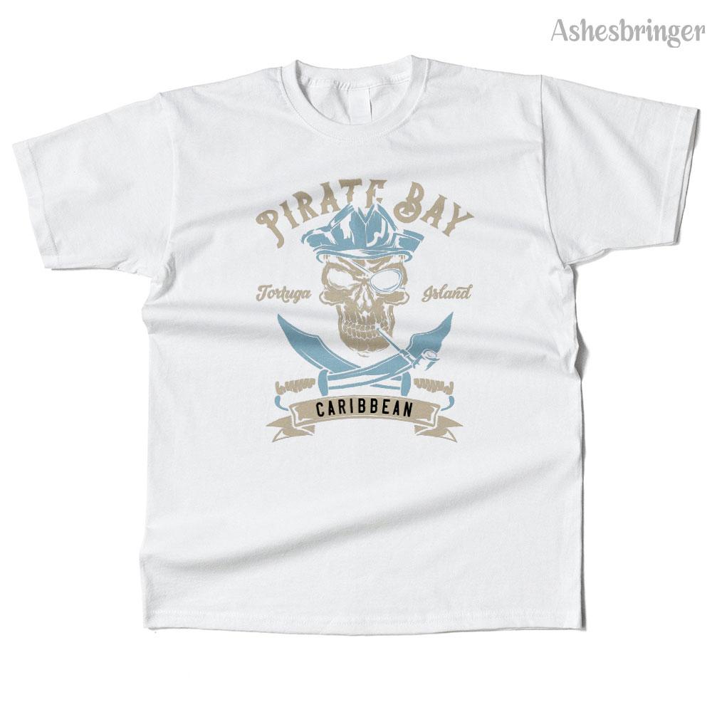 Unisex bawełniany T-shirt z grafiką Pirate Bay, wysoka jakość, styl uliczny casual, dla unisex i kobiet