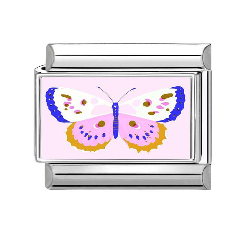 New Brilliant Colorful Flower Butterfly Series Italian Charm Links Fit 9mm Stainless Steel Bracelet Women Men DIY Making Jewelry