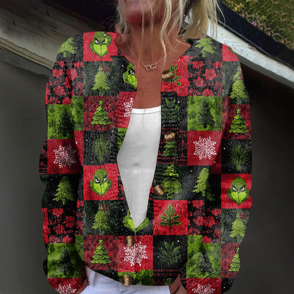 Dámská módní pletená svetrová bunda s dlouhým rukávem a zapínáním na knoflíky