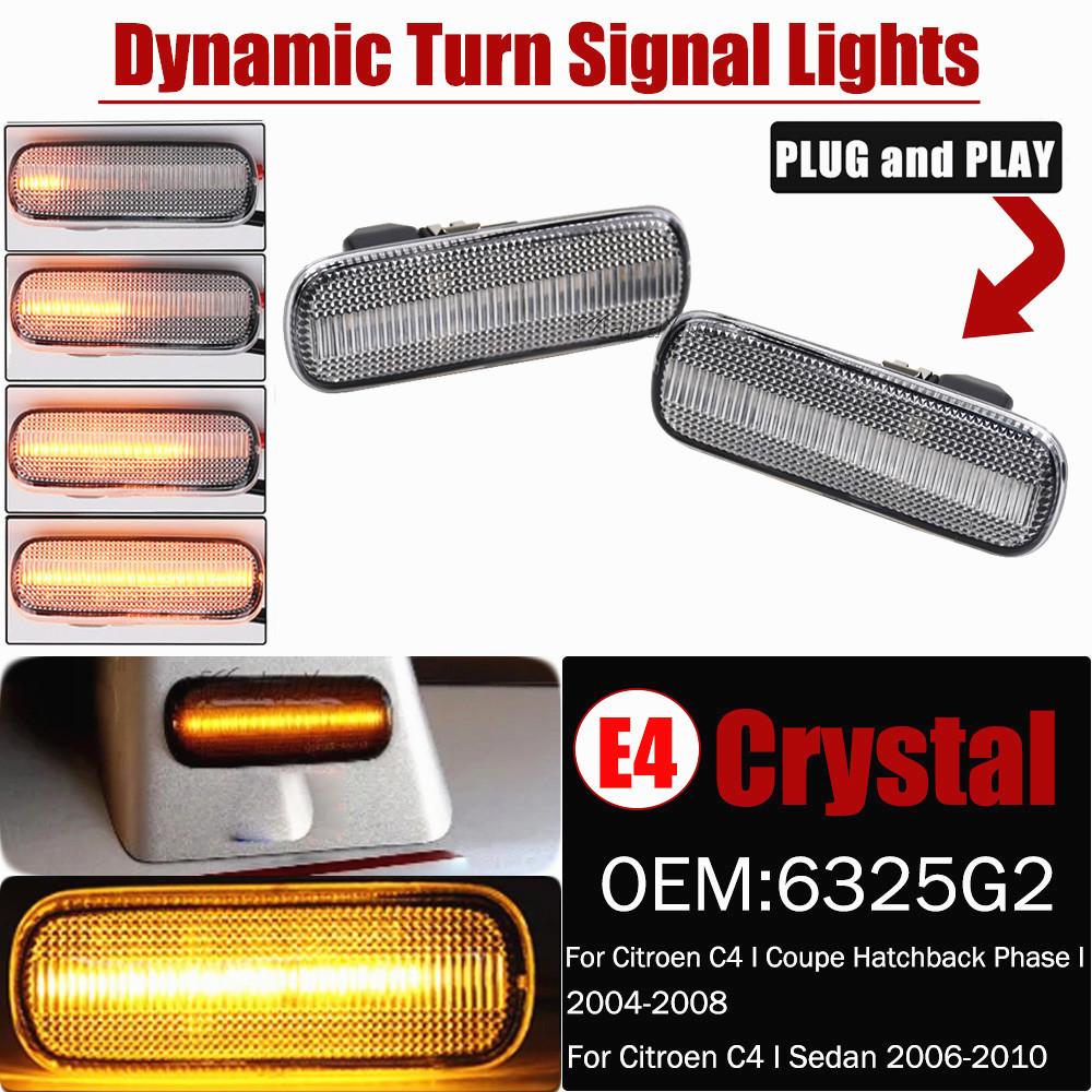 

For Citroen C4 MKI Coupe Hatchback Sedan 2006 2007 2008 2009 2010 Led Dynamic Side Mirror Blinkers Turn Signal Lights #6325G2