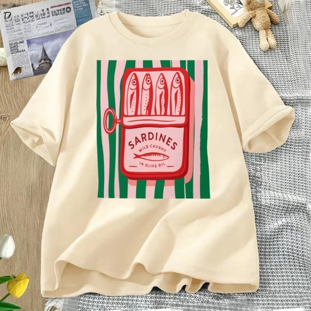 Sardines Tshirt Trend Italy Lovers T Shirt Women Men Cotton Short Sleeve Tshirt Causal Round Neck Men and Womens Clothing