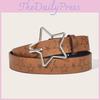 Ethnic Style Leather Belt With Star Pattern For Women Denim Pairing And Summer Fashion