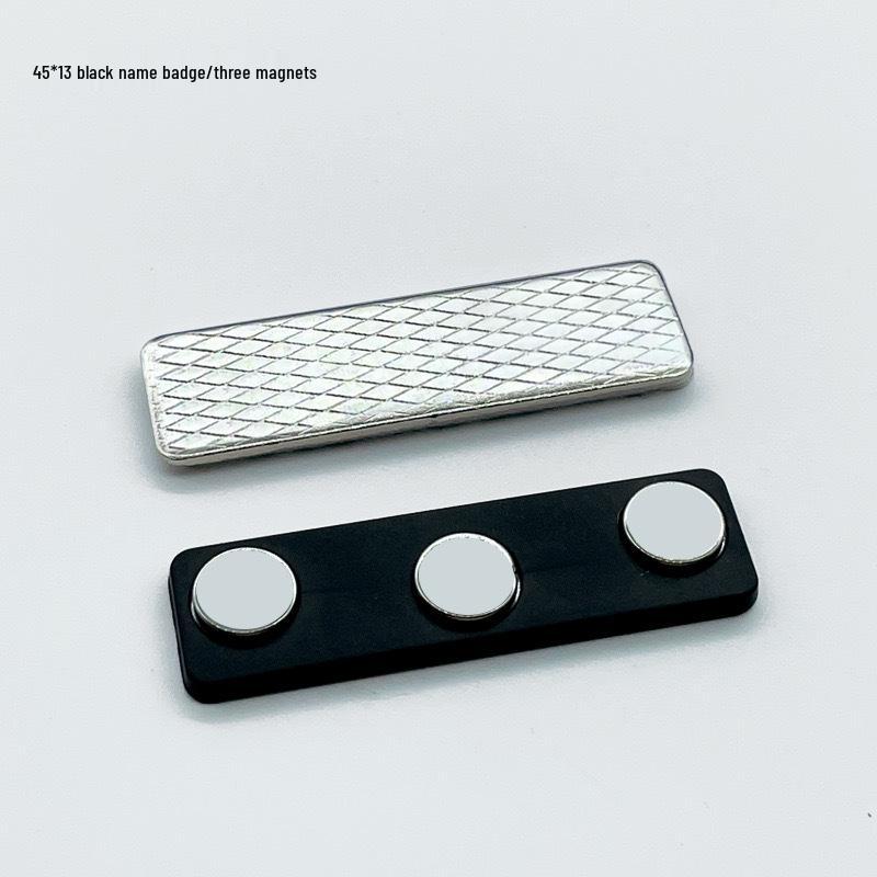 Magnetic Name Badge with Strong Double-Sided Adhesive Clasp, 45x13mm, 2-Piece Metal ID Holder