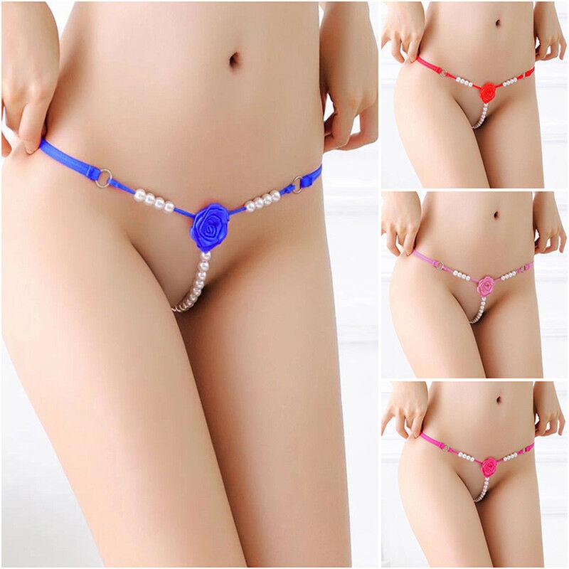 Womens Ladies Briefs Micro G-String Thongs Sexy Lingerie Underwear With Pearl