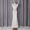 Pure White Light Luxury Diamond-encrusted Fishtail Dress Two-piece Women's Collar Sleeveless + Skirt
