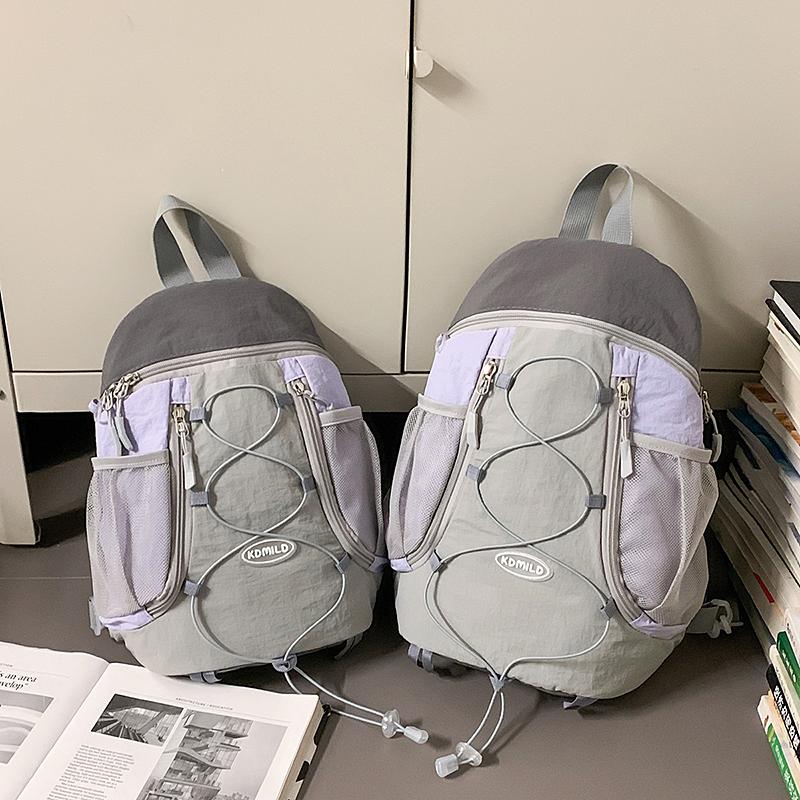 Contrast Color Stitching Backpack Couple's Lightweight Large Capacity Backpack Student Schoolbag