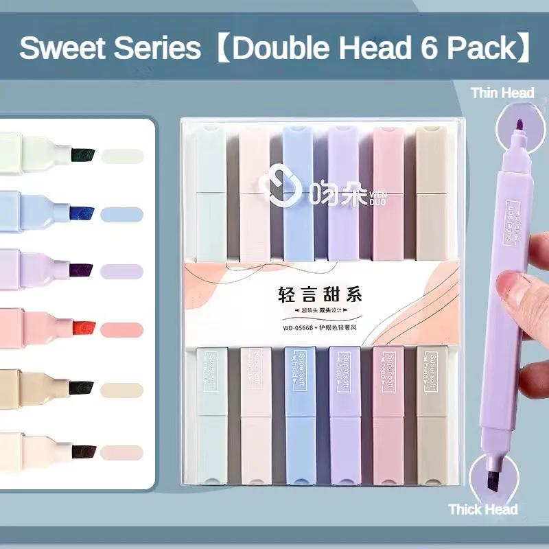 6pcs/set Pastel Color Highlighter Kawaii Stationery Color Marker School Supplies Student Marker Highlighter Japanese Stationery