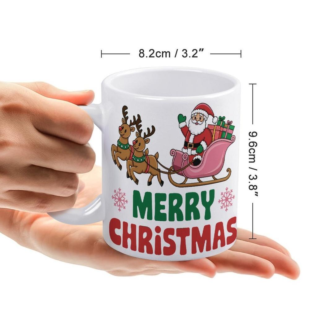 1pc 11oz blank ceramic coffee mug, double-sided printed cup, clean white tone, heavy duty handle, convenient daily drink companion for home