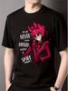 Alastor Hotel Anime T-Shirt Rosa Alastor Anime Hotel Logo Grafik Lässiges Rundhals-T-Shirt mit Ikonischem Slogan Unisex