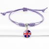 Purple Stylish Unisex Charm Bracelet With European Country Flags Length Adjustable