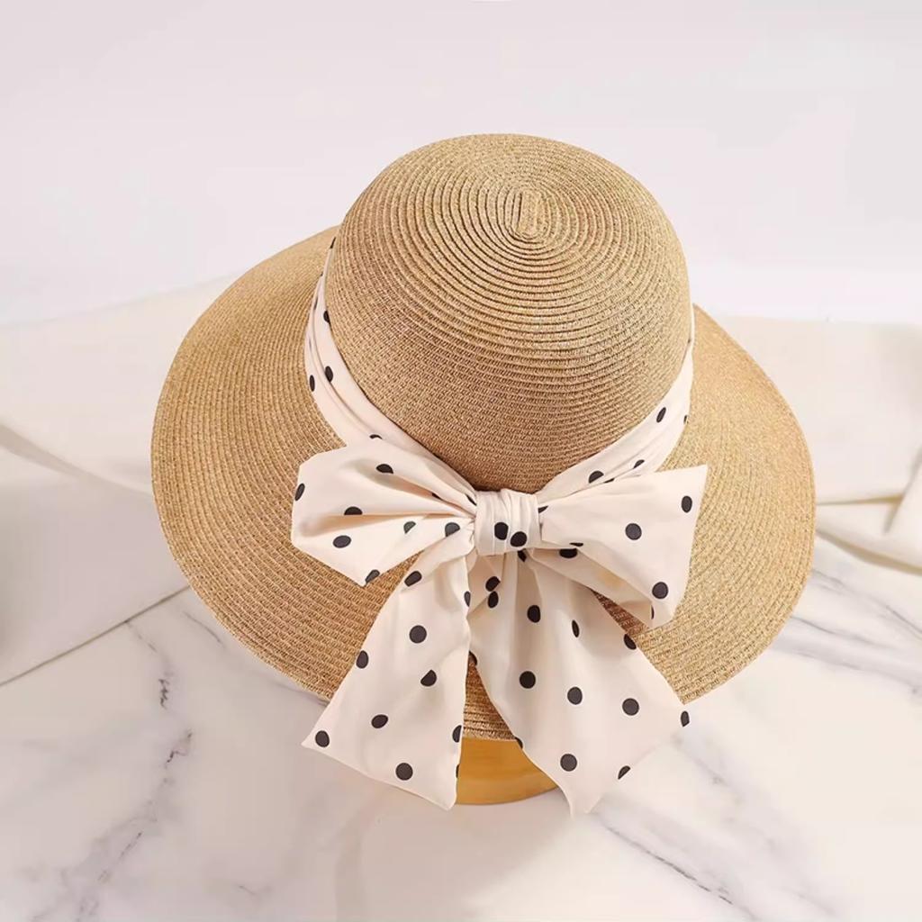 French Hepburn Style Straw Hat Light Luxury Fashion Seaside Beach Sunscreen Hat Summer Large Brim Sunshade Sun Hat
