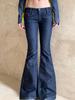 Deep Blue Low-Rise Flared Jeans - Street Style Slim Fit
