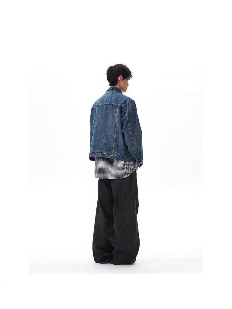 American Retro Washed Denim Jacket - Trendy Loose Deconstructed European Style Outerwear