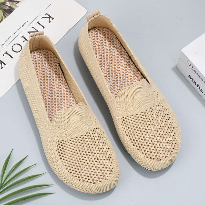 Mesh shoes women's shoes knitted dopamine soft sole the elderly breathable mesh elderly mother shoes one pedal grandma mesh