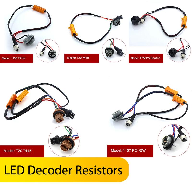 2PCS 50W 6 Ohm Canbus 1156 P21W PY21W 1157 T20 7440 7443 LED Decoder Wiring Canceller Lights Car Load Resistor Error Canceller