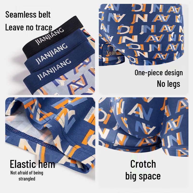 Jianjiang Men's 60S Modal 7A Anti-bacterial Boxer Briefs 3-Pack