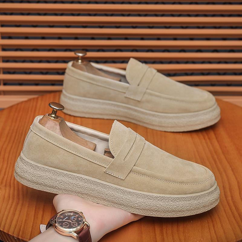 Fashion Men Suede Loafers Comfortable Man Casual Shoes Lightweight Slip on Walking Sneakers Platform Breathable Driving Shoes