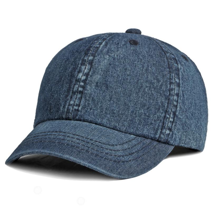 

HT4070 Caps for Men Women 6 Panels Denim Baseball Cap Male Female Cotton Baseball Hat Unisex Adjustable Snapback Cap Summer Hat Adjustable 55-60cm темно-синього кольору