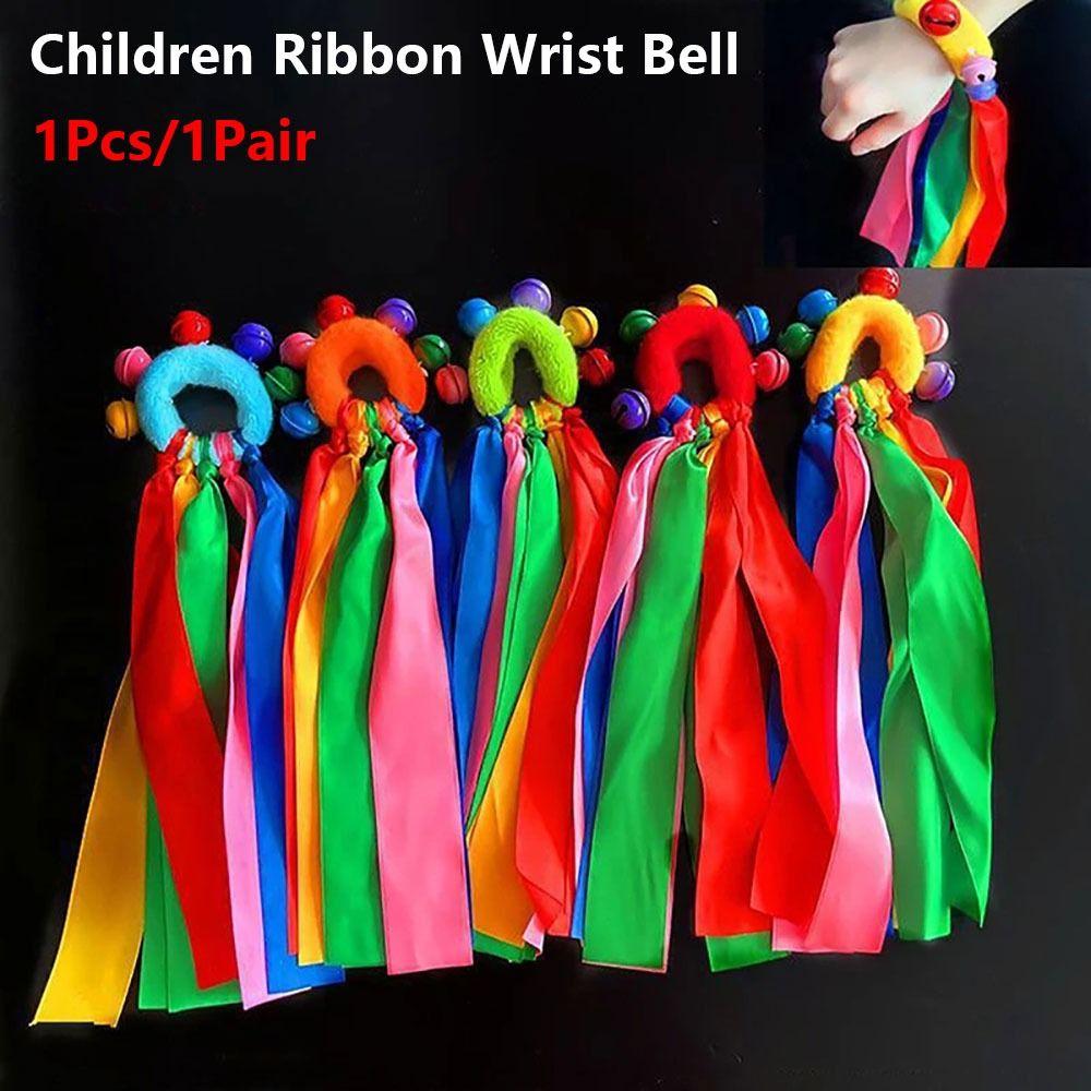 1Pcs/1Pair with Elastic Rope and Bell Children Wrist Ribbon Pom Club Dance Prop  Big Match