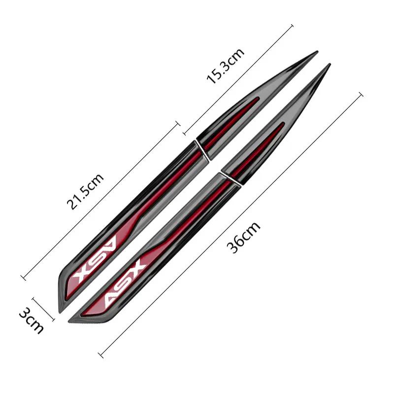 wsdm9 2pcs Car Side Fender Knife Protective Metal Stickers for Mitsubishi ASX Car Side Wing Fender Decals Body Exterior Accessorie
