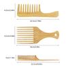 1Pcs Natural Bamboo Wooden Hair Comb Anti-Static Afro Fork Combs For Women Round Wide Tooth Wood Comb