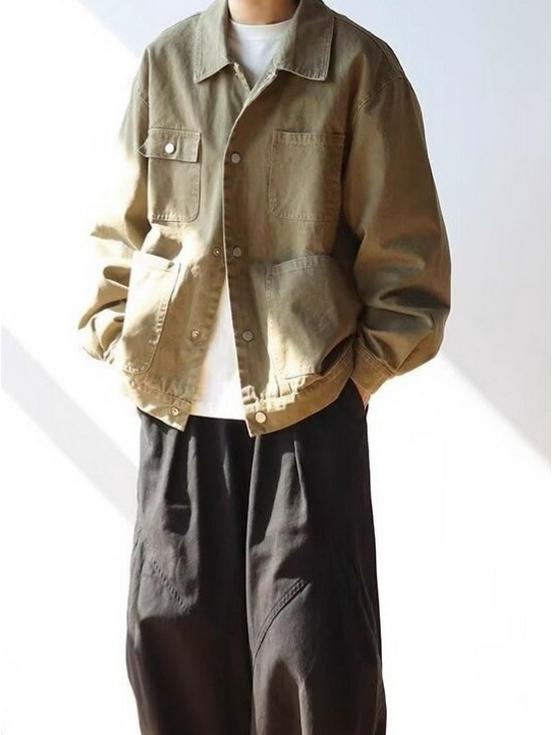 2025 Autumn/Winter Men's Casual Loose Lapel Workwear Jacket
