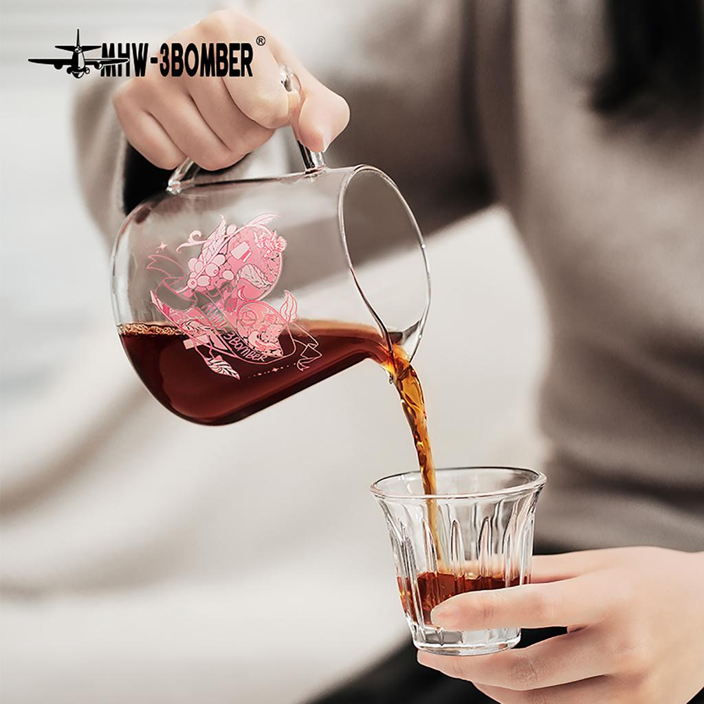 MHW-3BOMBER 500ML Coffee Server Dripper Pour Over Maker Brewer Pot Glass Coffee Server Valentine's Day Gift Cafe Accessories