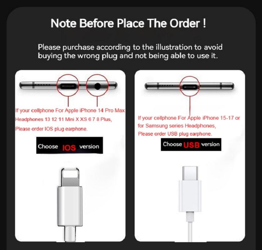 (No Bluetooth required)Wired Earphones for Apple Lightning iPhone 11-17 Pro Max Mini X XS XR X 7 8 6 Plus Headphones for Samsung