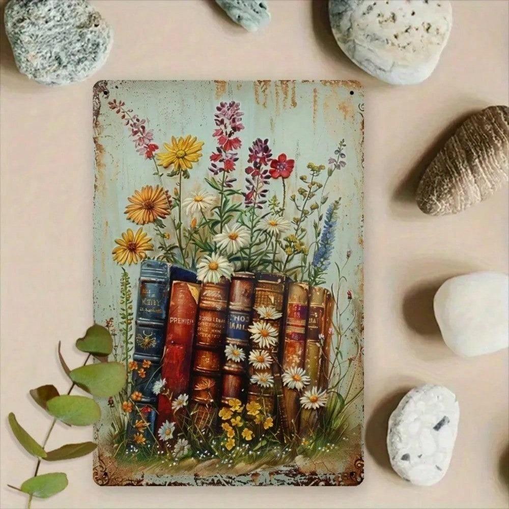 Vintage Rustic Blooms Metal Wall Art 8x12 Inch Farmhouse Iron Plaque For Study Living Room Decor