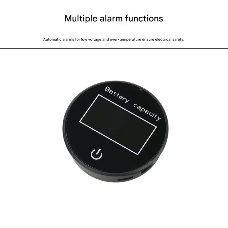 10-100V Circular LCD Digital Multifunction Touch Switcher Battery Voltage Charge Level Display with Temperature Display