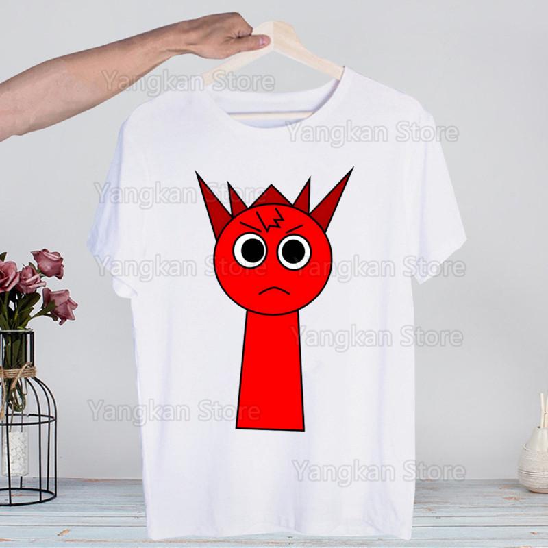 Sprunki Plush T Shirts for Guys O-Neck Short Sleeve Regular Mens Height Quality Men Hip-Hop Tee Shirt