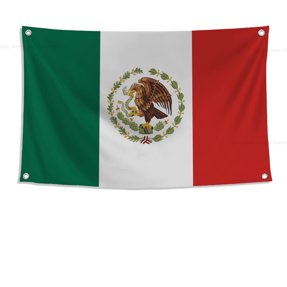 1pc Mexican Flag Banners Four Hole Flag Polyester Outdoor Decor Room Aesthetic