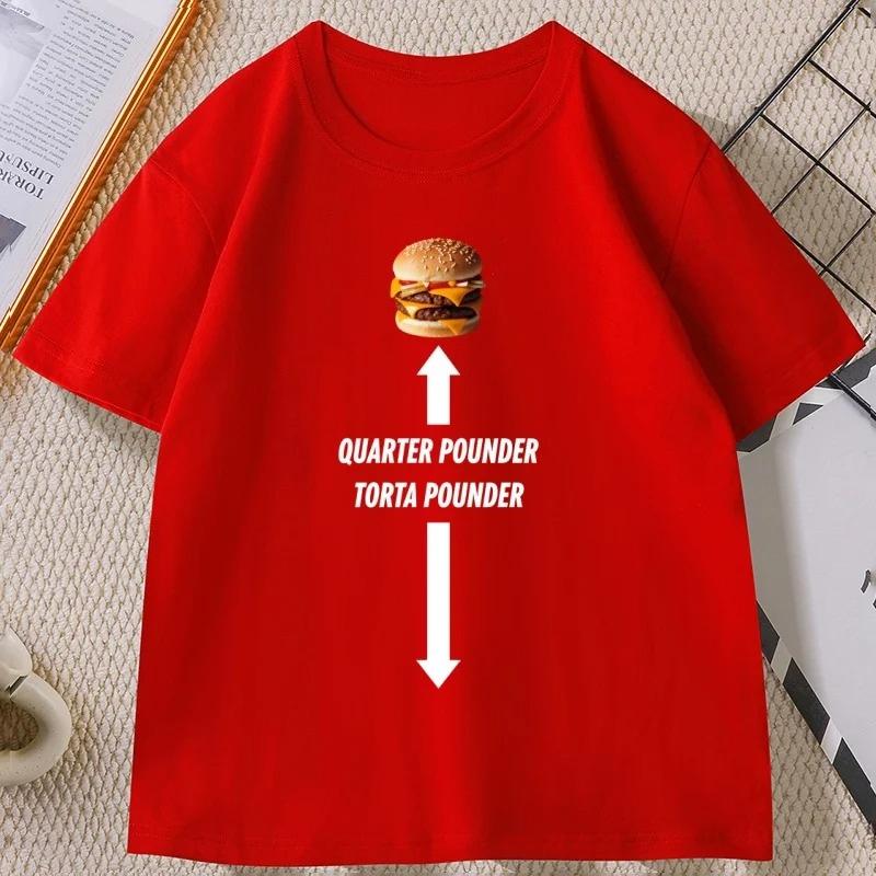 Torta Pounder Humburger Printed Meme Tshirt Women Round Neck Short Sleeve Casual Comfortable Tshirt Streetwear
