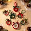 Artificial Wreath with Bow Mini Christmas Ornament, Miniature Bow, Handmade Ornaments Pinecone, Xmas Tree Hanging for Holiday Party Decor