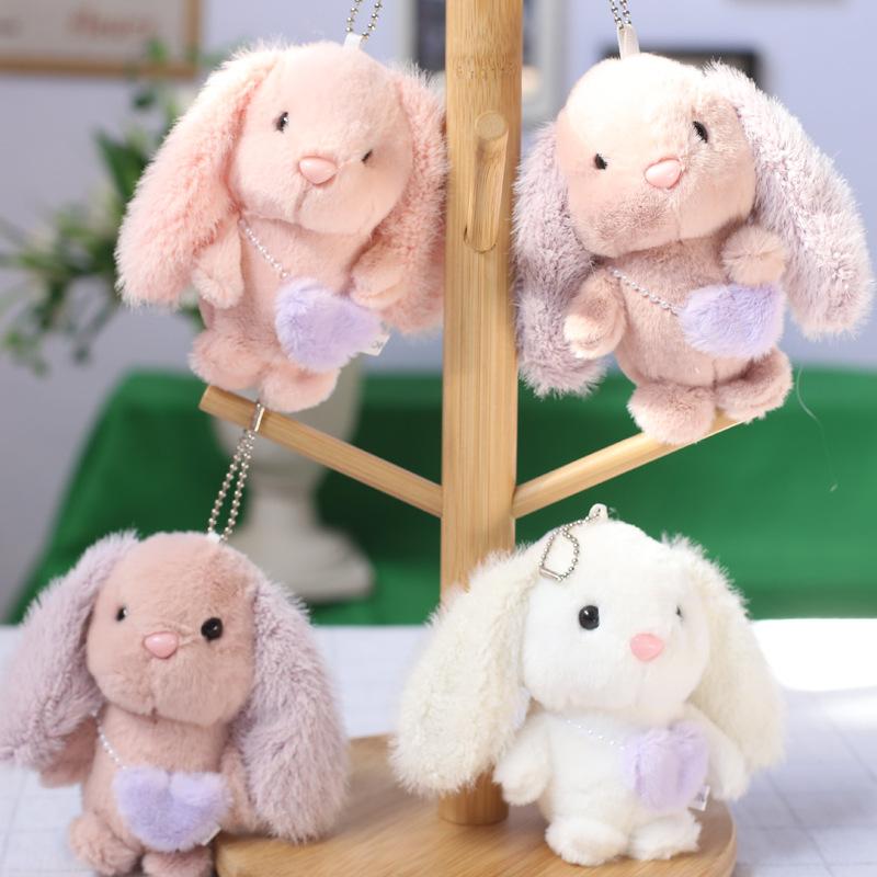 Plush Love Backpack Rabbit Female Car Keychain Pendant School Bag Ornament Doll Girl Heart Cartoon Cute