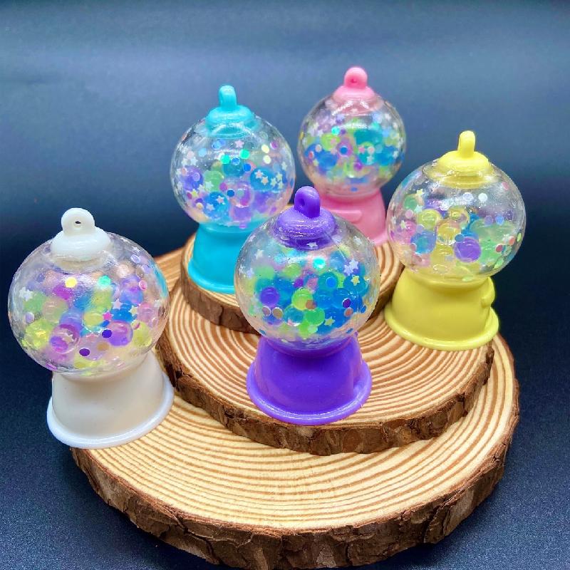 Kawaii Dekoration Gacha Maschine Farbige Perlen Knet-Nass-Quetschspielzeug Geschenk Entlüftung für Kinder Hochziehen TPR Weichgummi Gacha Maschine